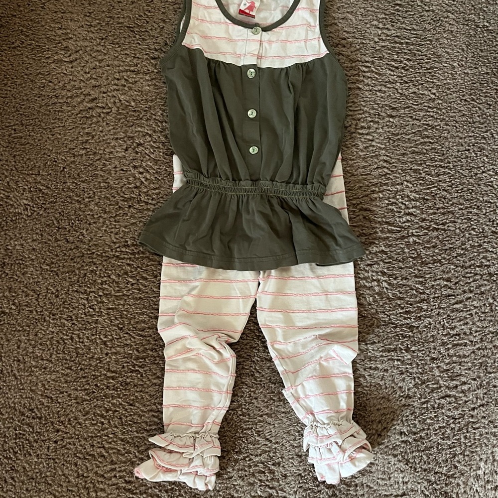 Striped Pink and Green Sleeveless Romper